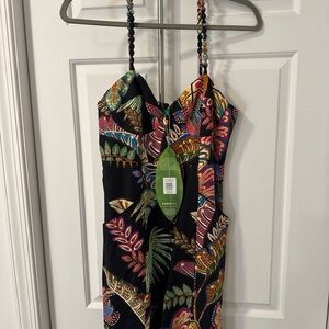 FARM Rio Black Multicolor Tropical Mini Dress